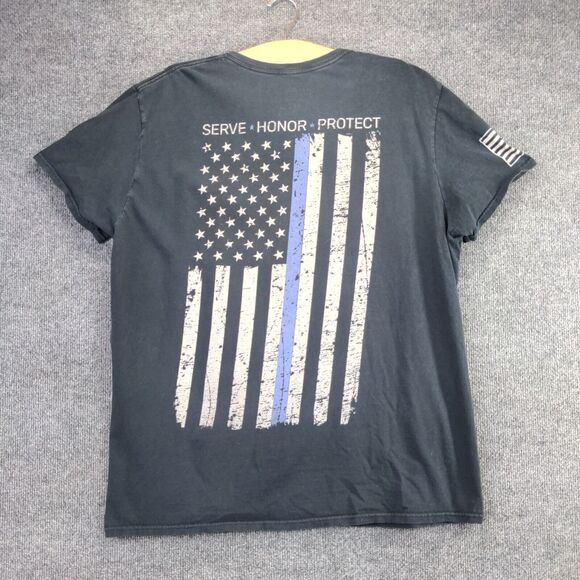 2AUSA T Shirt Mens Size XL Support Police Thin Blue Line Flag United We Stand - Picture 3 of 13